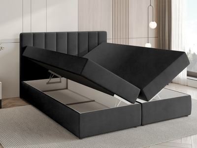 Łóżko kontynentalne 140x200 cm z pojemnikiem DENVER czarne