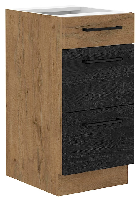 Stojąca szafka kuchenna 40 cm z szufladami VIKI ciemne drewno