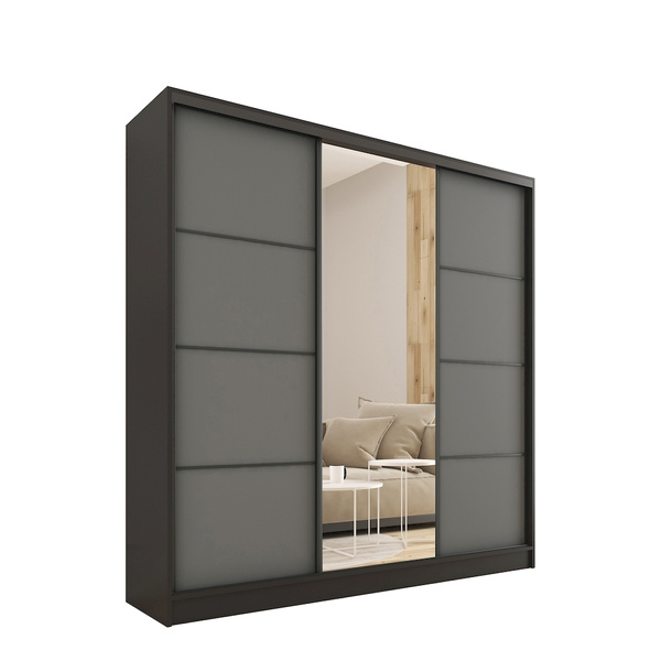Trzydrzwiowa szafa przesuwna z lustrem do sypialni 180 cm LOFT