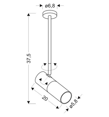 Lampa wisząca regulowana tuba biało-czarna 