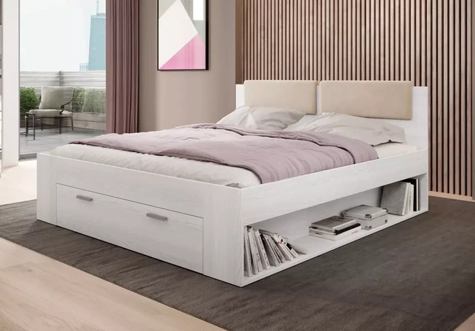Dwuosobowe łóżko do sypialni 160x200 cm w kolorze Abisko GALACTIC