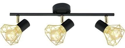 Lampa Sufitowa Verve Listwa 3xE14 Czarny Abażur Złoty