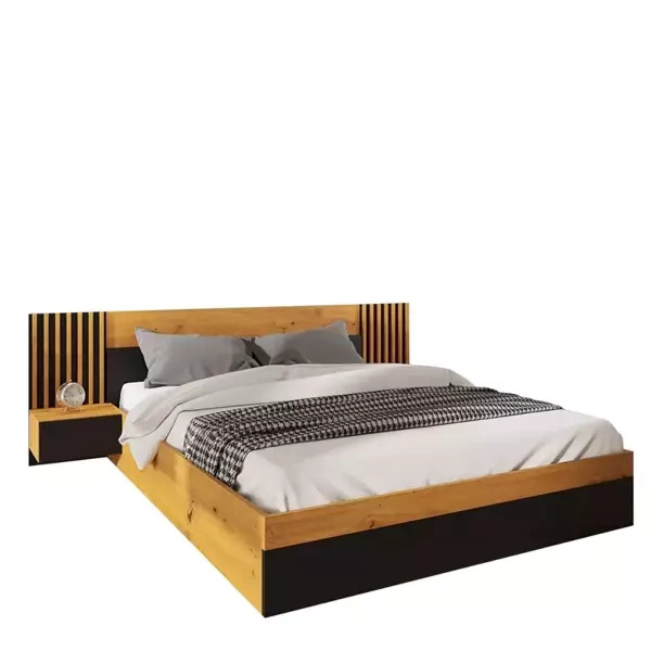 Łóżko sypialniane 160x200 z szafkami nocnymi NELGARI