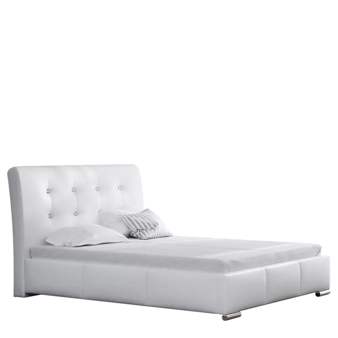 Białe łóżko tapicerowane 180x200 ekoskóra WILNO