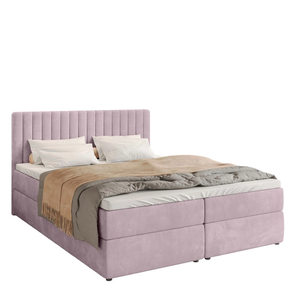 Łóżko kontynentalne 140x200 cm z pojemnikiem na pościel DREAM pudrowy róż