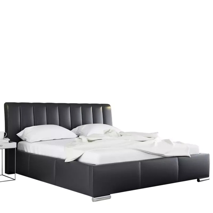 Czarne łóżko tapicerowane 200x200 MANILA