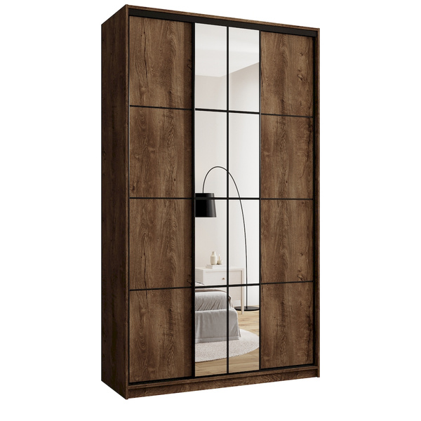 Loftowa szafa przesuwna z lustrem i szufladami 150 cm EDGE MAX