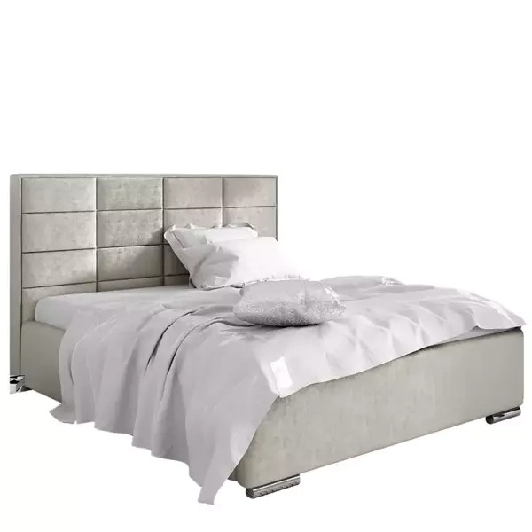 Łóżko z tapicerowanym zagłówkiem 160x200 beżowe CARACAS