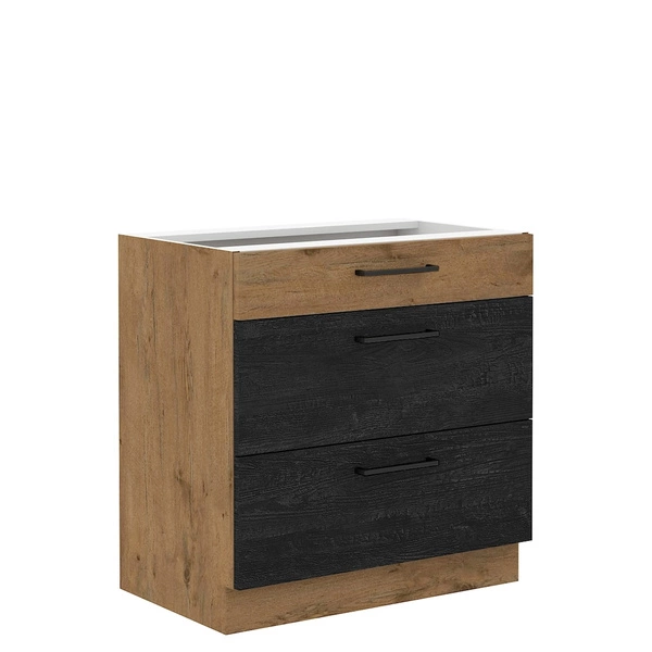 Stojąca szafka kuchenna 80 cm z szufladami VIKI ciemne drewno