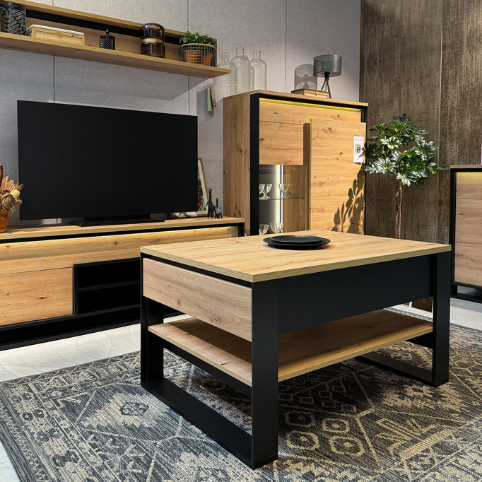 Loftowa szafa z półkami do salonu 60 cm dąb artisan QUANT 