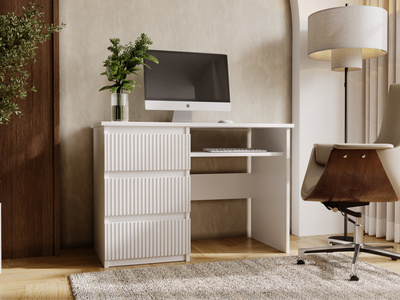 Nowoczesne białe biurko z szufladami 110 cm CRAFTON