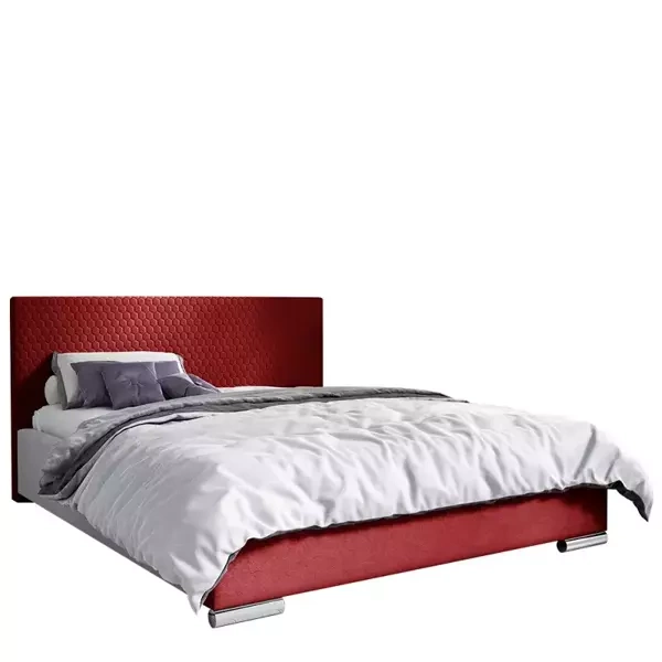 Eleganckie łóżko czerwone tapicerowane 140x200 CHICAGO