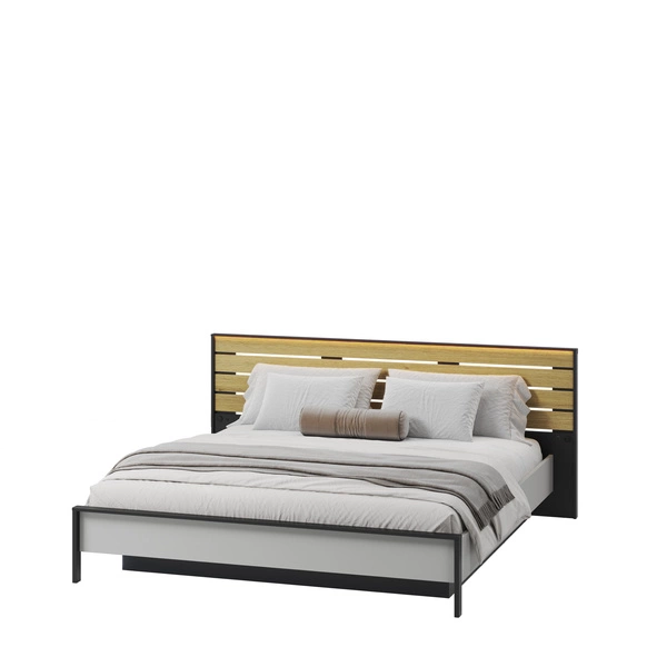 Łóżko sypialniane 180x200 cm z pojemnikiem i podświetleniem LED GRIS 