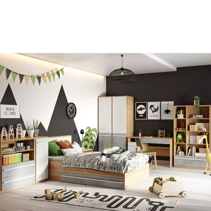Dwudrzwiowa szafa młodzieżowa z półkami 90 cm PLANO